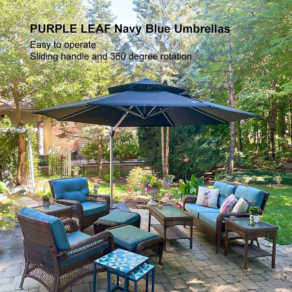 PURPLE LEAF Round Cantilever Patio Umbrella Heavy Duty Umbrella for Porch Garden Pool