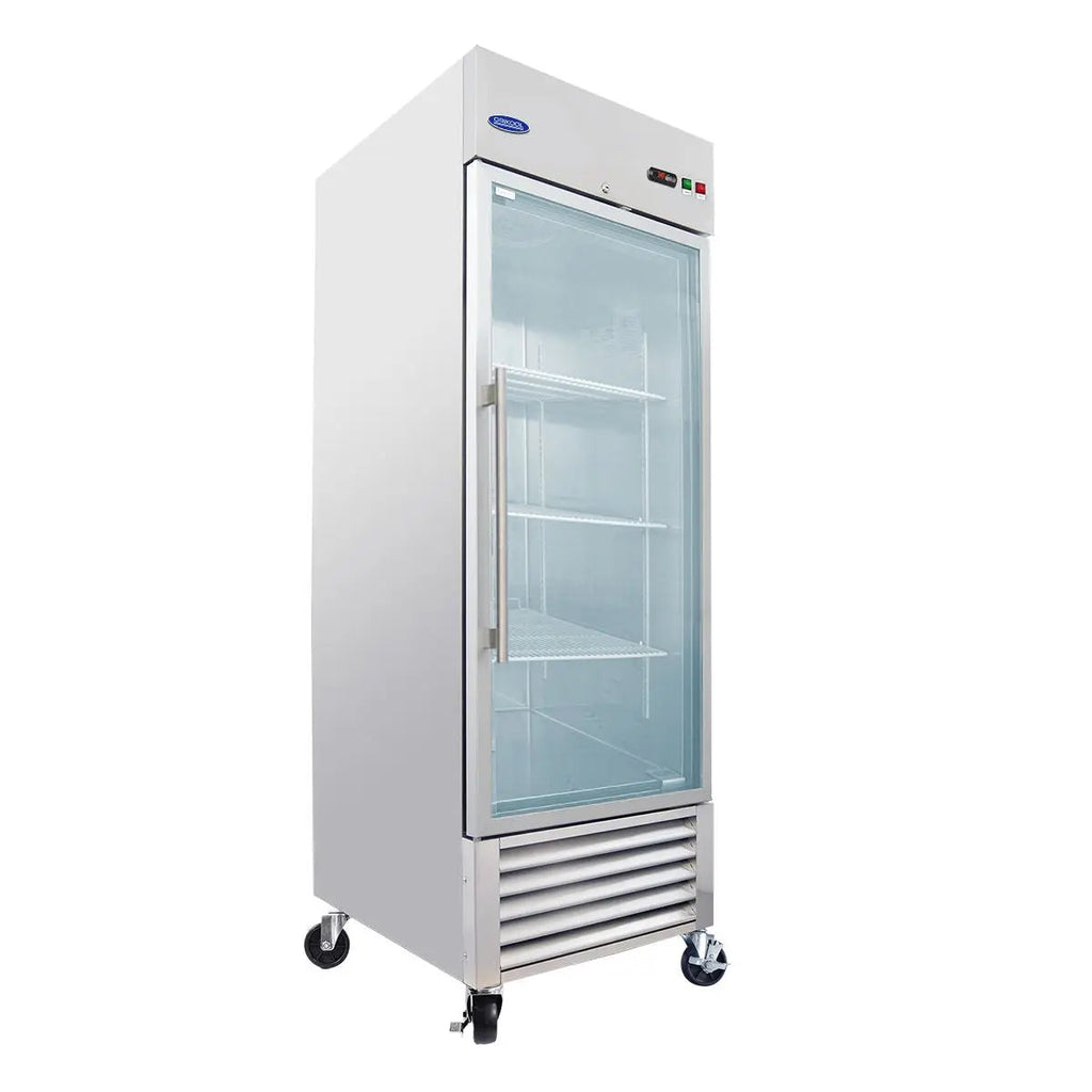 23 Cu.ft Commercial Display Refrigerator, Single Glass Door, Stainless Steel, LED Lighting, DOBA-FZS27