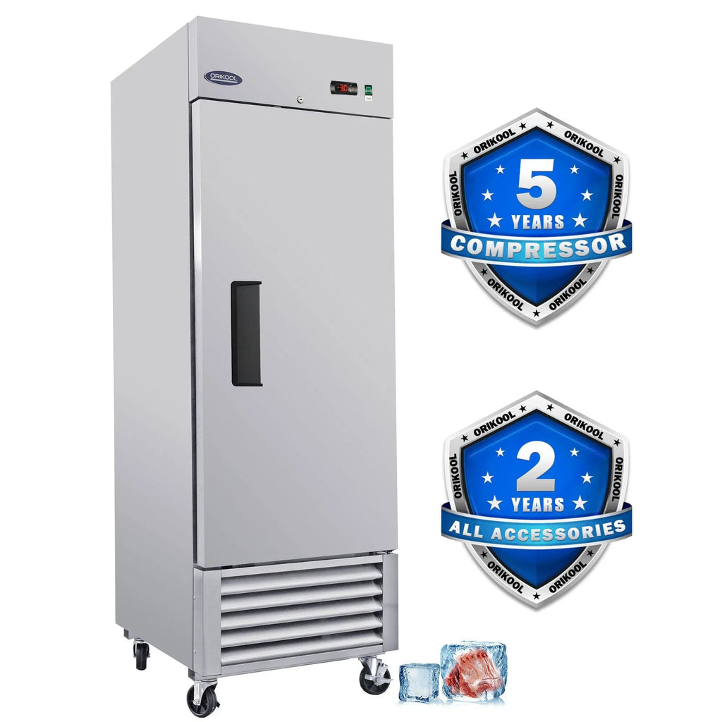 23 Cu.ft Commercial Freezer, 27" Width, 1 Door, Stainless Steel ETL Approved, Upright Storage, DOBA-FZ27