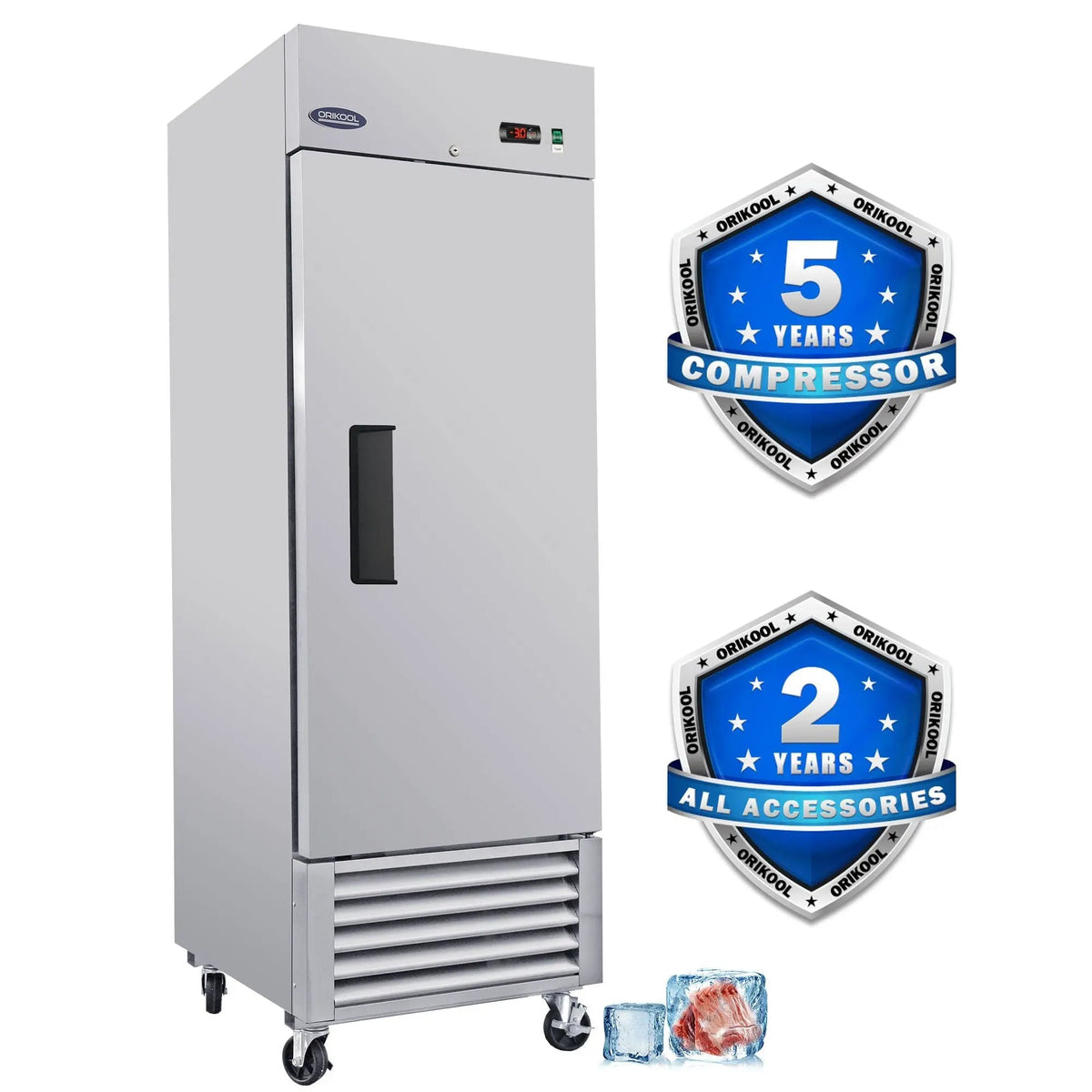 23 Cu.ft Commercial Freezer, 27" Width, 1 Door, Stainless Steel ETL Approved, Upright Storage, DOBA-FZ27