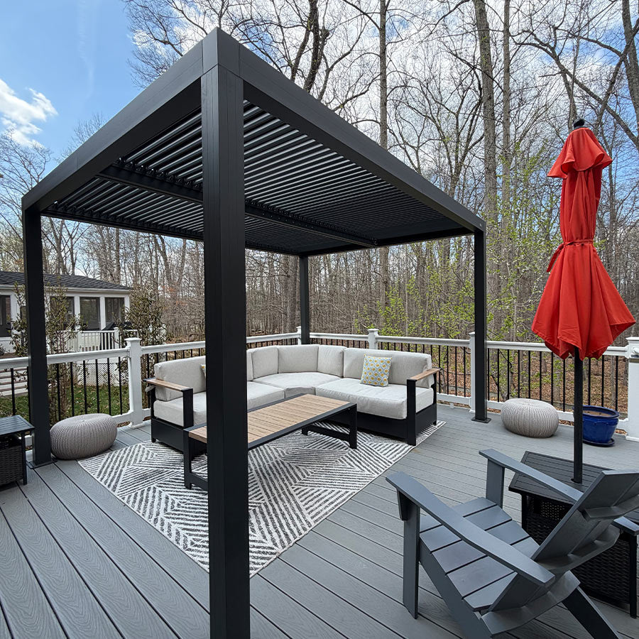 PURPLE LEAF Athena Louvered Pergola Outdoor Aluminum Pergola with Adjustable Roof for Deck Backyard Garden Hardtop Gazebo