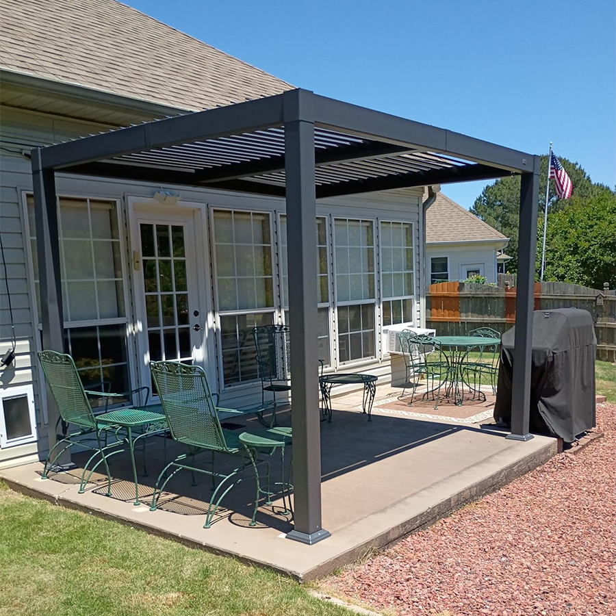 PURPLE LEAF Caesar Outdoor Louvered Pergola Patio Sun Shade Shelter with Adjustable Hardtop Patio Pergola Grey