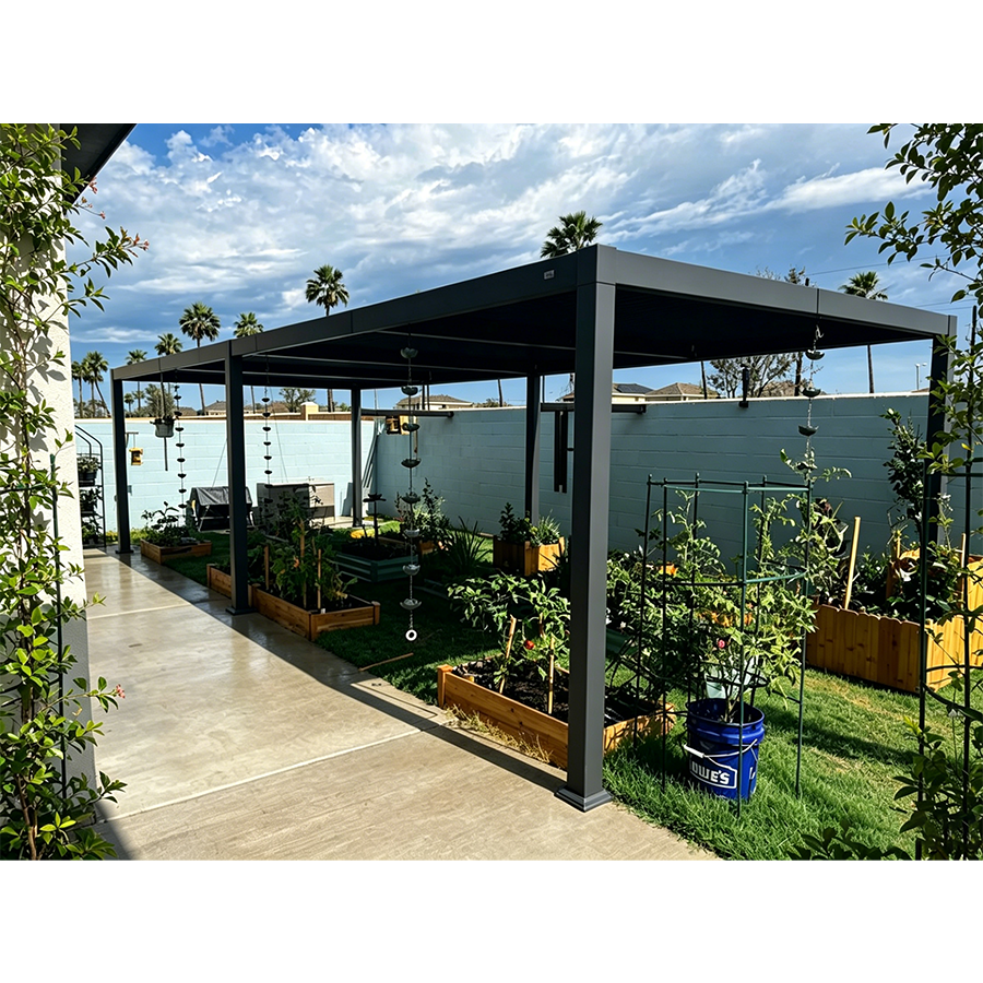 PURPLE LEAF Caesar Outdoor Louvered Pergola Patio Sun Shade Shelter with Adjustable Hardtop Patio Pergola Grey