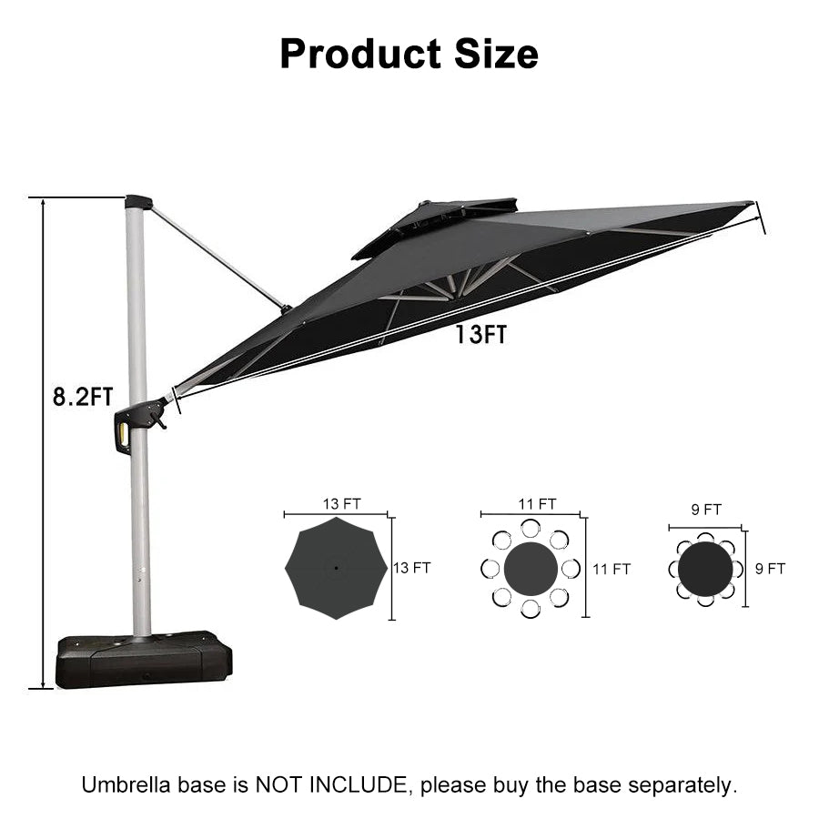 PURPLE LEAF Round Cantilever Patio Umbrella Heavy Duty Umbrella for Porch Garden Pool