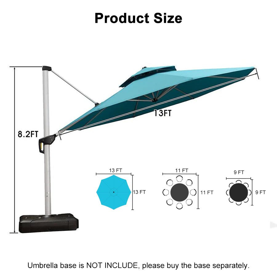PURPLE LEAF Round Cantilever Patio Umbrella Heavy Duty Umbrella for Porch Garden Pool