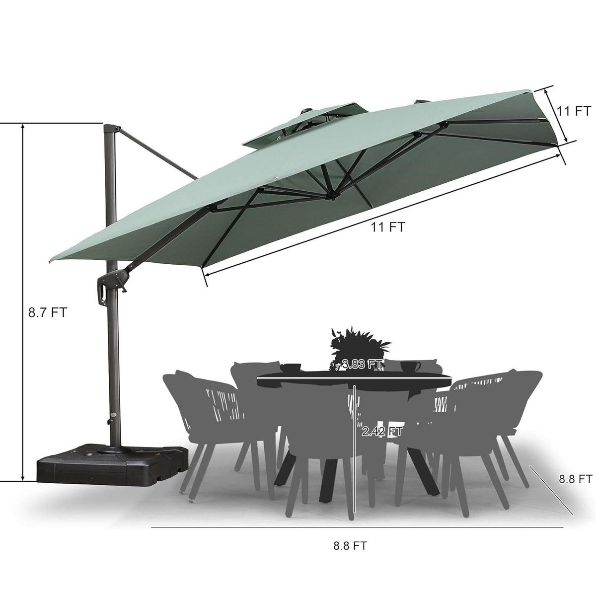PURPLE LEAF Eco-friendly Fade Resistant Patio Umbrella High Quality Cantilever Umbrella