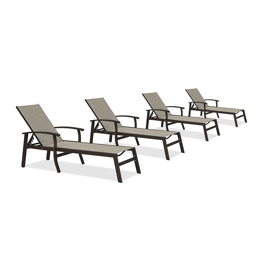 PURPLE LEAF Outdoor Chaise Lounge Chair Patio Pool Lounger Aluminum Chairs with Side Table and Wheels Adjustable Tanning Recliner with Armrests for Outside Backyard Deck Beach