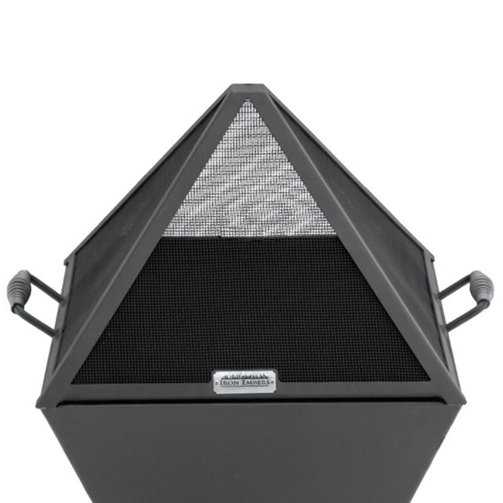 Iron Embers 24" Modern Cube Fire Pit Package with Spark Screen (No Door)
