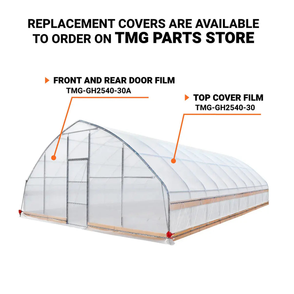 25' x 40' Tunnel Greenhouse Grow Tent w/6 Mil Clear EVA Plastic Film, Cold Frame, Hand Crank Roll-Up Sides, Peak Ceiling Roof, TMG-GH2540-V2(Previously GH2540)