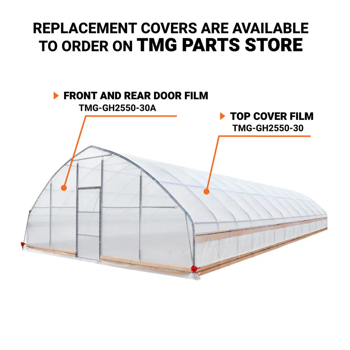 25' x 50' Tunnel Greenhouse Grow Tent w/6 Mil Clear EVA Plastic Film, Cold Frame, Hand Crank Roll-Up Sides, Peak Ceiling Roof, TMG-GH2550-V2(Previously GH2550)