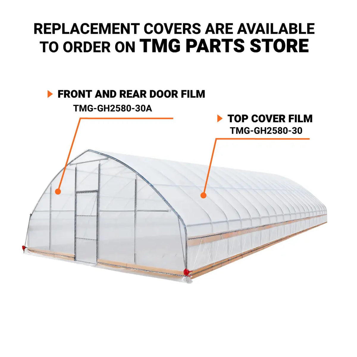 25' x 80' Tunnel Greenhouse Grow Tent w/6 Mil Clear EVA Plastic Film, Cold Frame, Hand Crank Roll-Up Sides, Peak Ceiling Roof, TMG-GH2580 (Discontinued – No Longer Available)