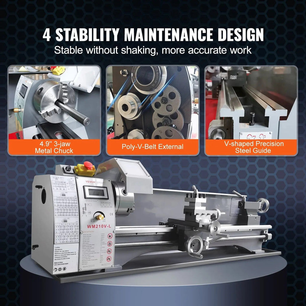 2500 RPM Metal Lathe Machine, Variable Speed Control, Durable Build, Precision Crafting Tool, DOBA-ML2500