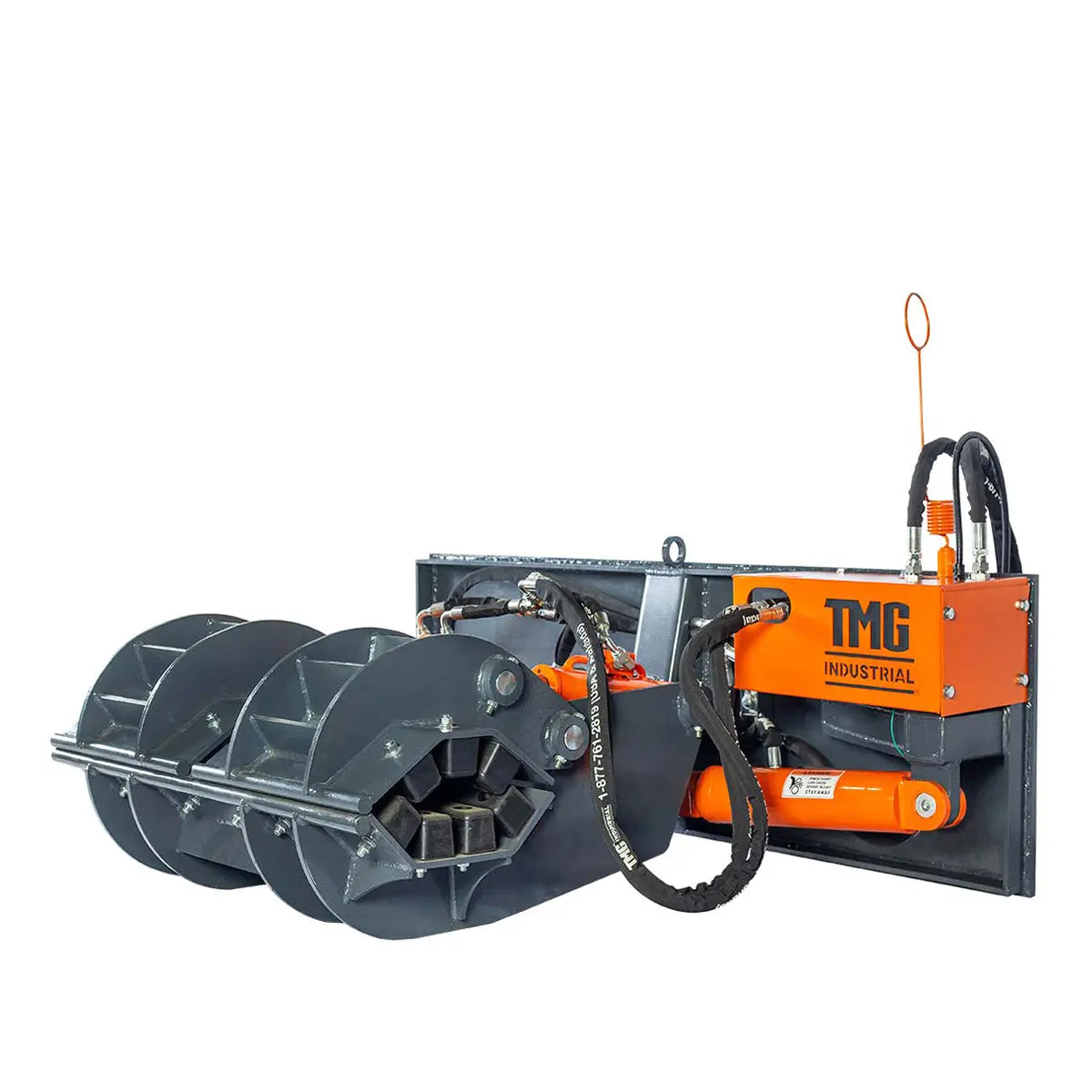 2500-lb Skid Steer Pole Setter, 45' Pole Capacity, 0°-100° Claw Rotation, Jaw Claw Opening 4" to 20", TMG-SPS46