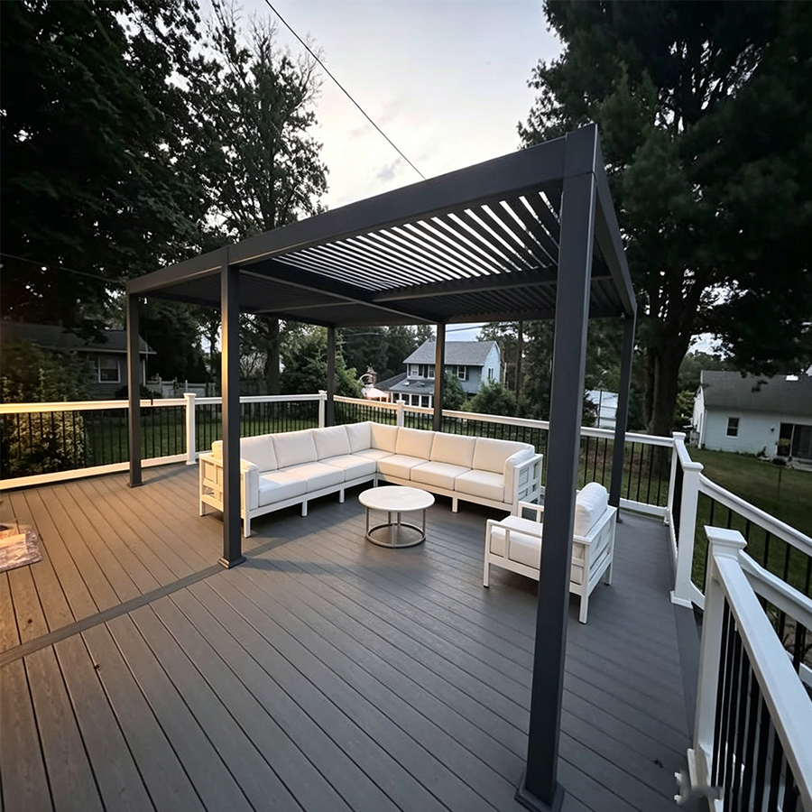 PURPLE LEAF Caesar Outdoor Louvered Pergola Patio Sun Shade Shelter with Adjustable Hardtop Patio Pergola Grey