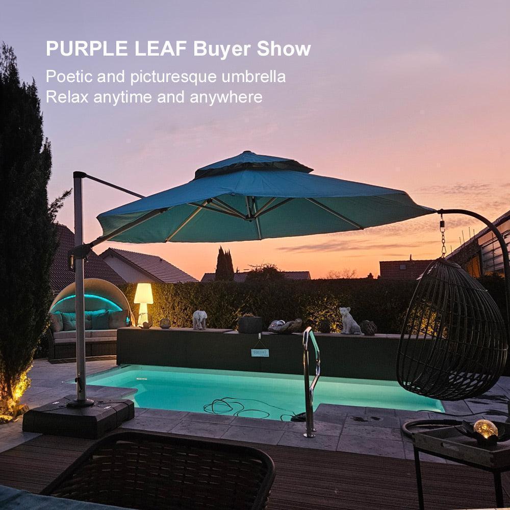 PURPLE LEAF Round Cantilever Patio Umbrella Heavy Duty Umbrella for Porch Garden Pool