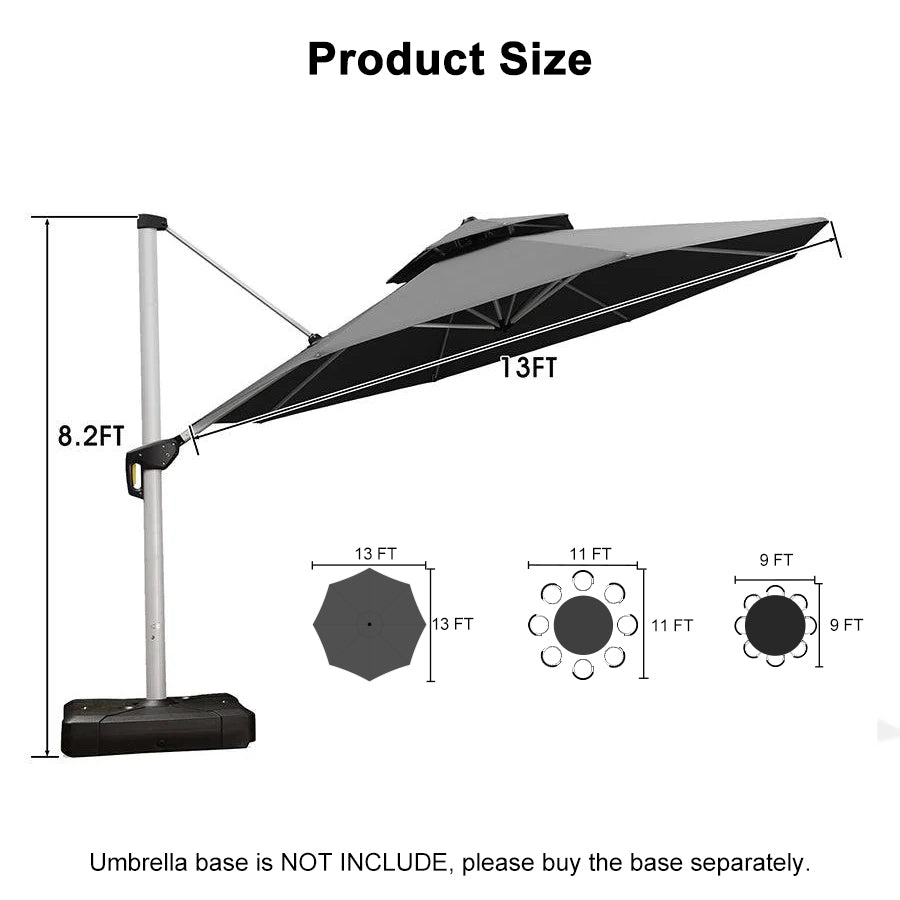 PURPLE LEAF Round Cantilever Patio Umbrella Heavy Duty Umbrella for Porch Garden Pool