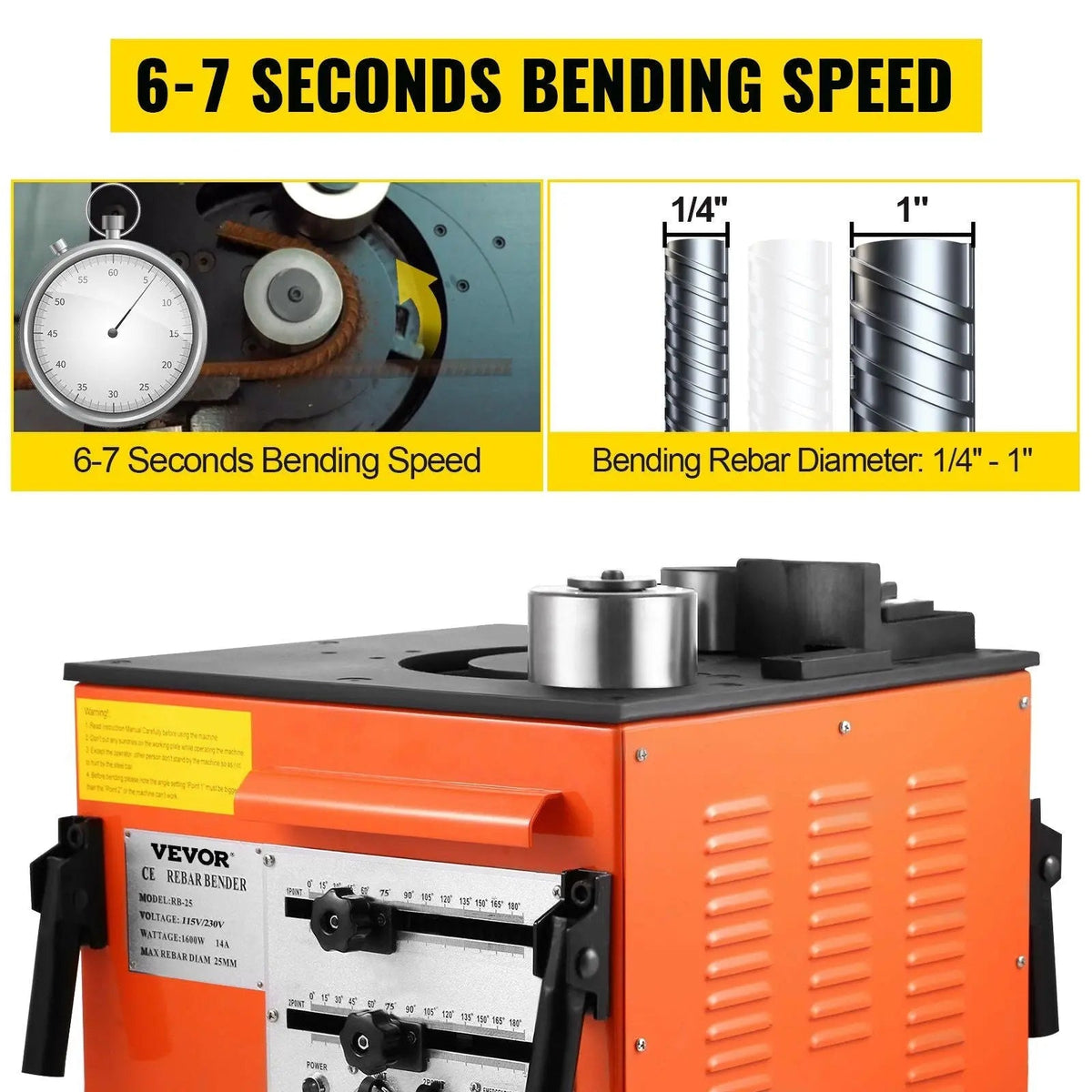 25mm Rebar Bender, Efficient Electric Tool for Bending Steel Rods, DOBA-RB25