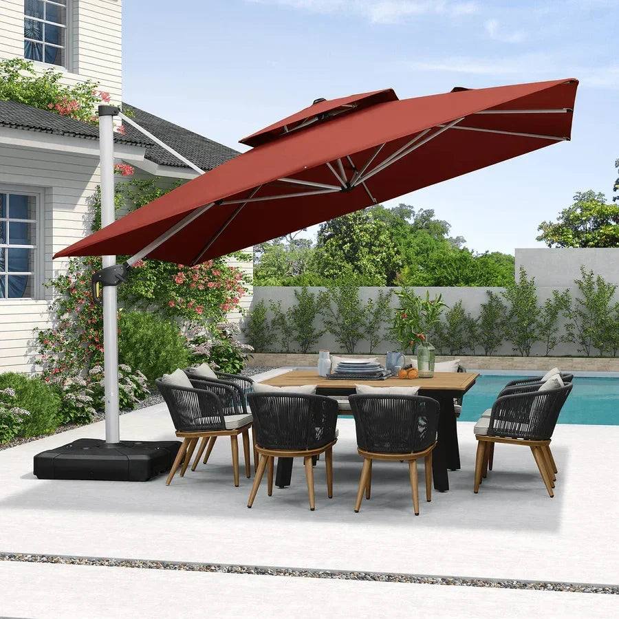 PURPLE LEAF Round Cantilever Patio Umbrella Heavy Duty Umbrella for Porch Garden Pool