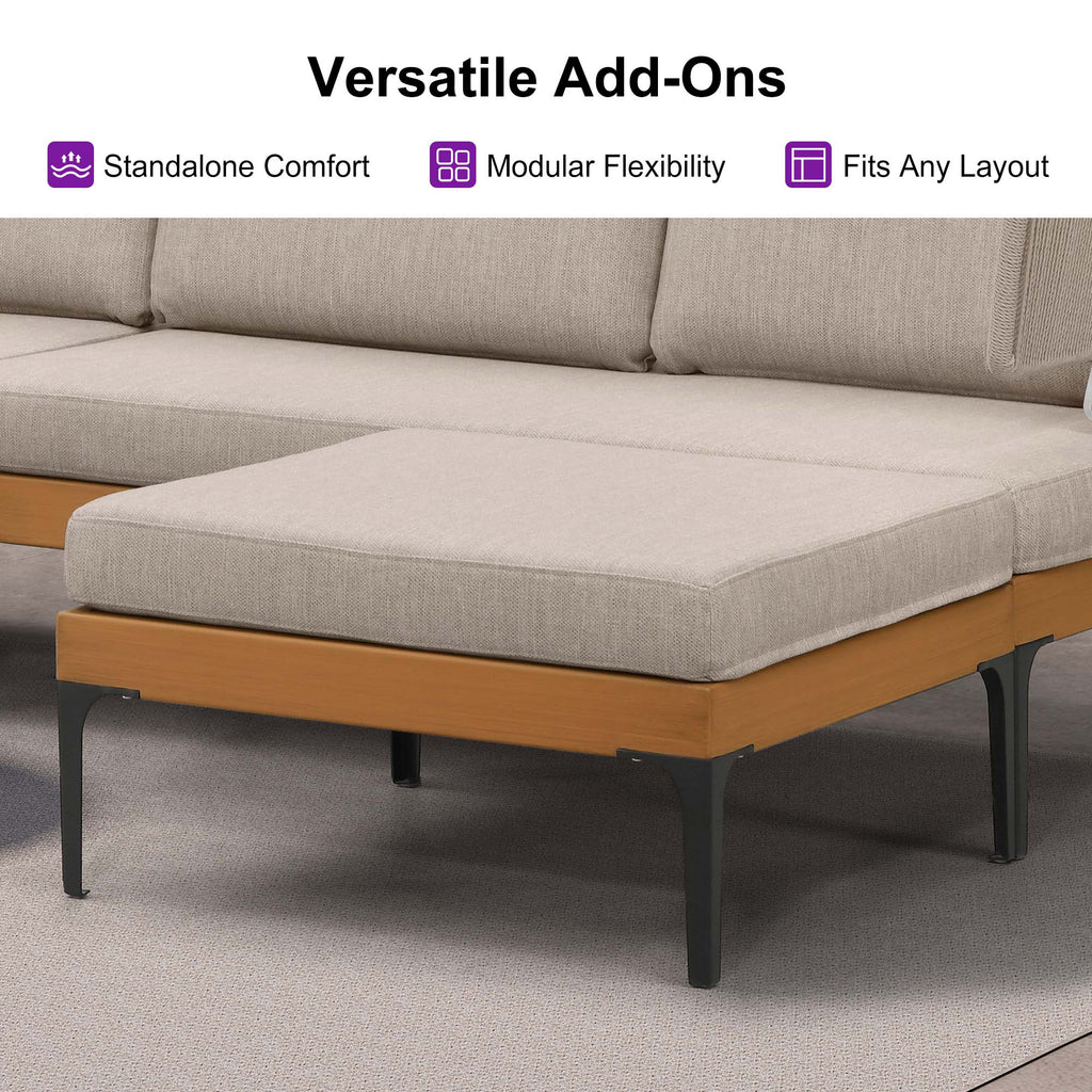 PURPLE LEAF Sicilia Classical Modular Outdoor Sectional with Oatmeal Greige Cushions Flexible Layout for Commercial Spaces