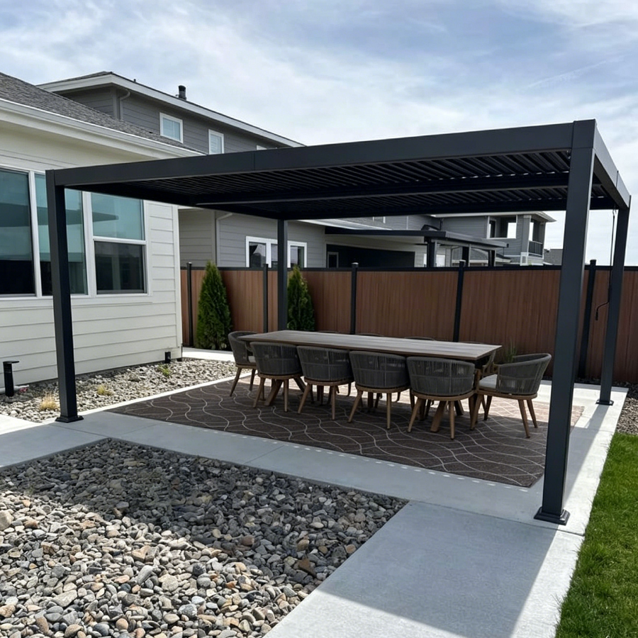 PURPLE LEAF Caesar Outdoor Louvered Pergola Patio Sun Shade Shelter with Adjustable Hardtop Patio Pergola Grey