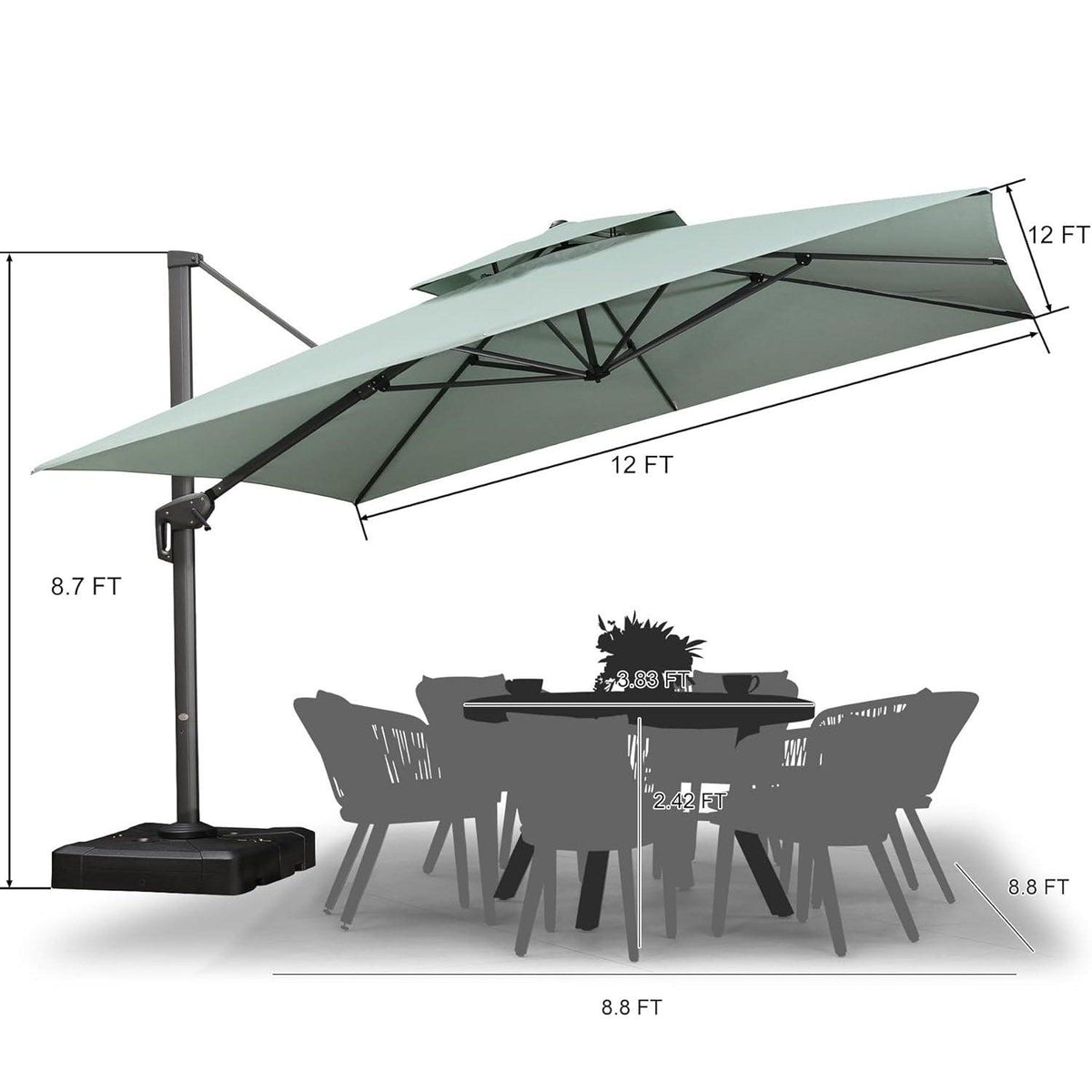 PURPLE LEAF Eco-friendly Fade Resistant Patio Umbrella High Quality Cantilever Umbrella