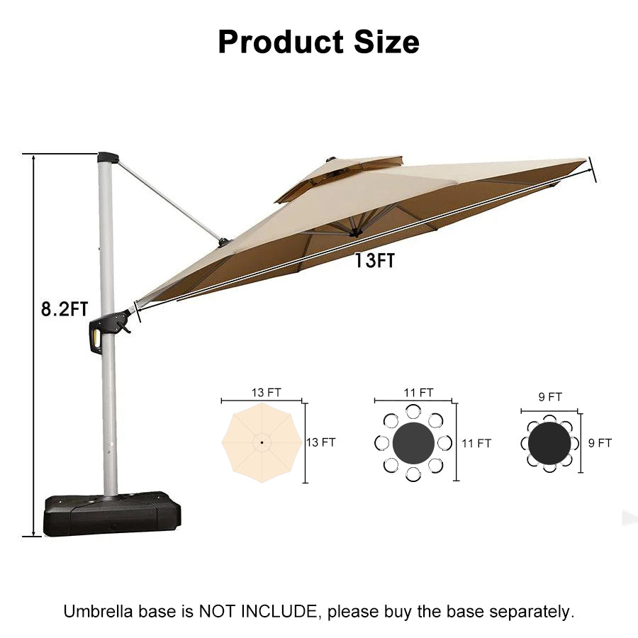 PURPLE LEAF Round Cantilever Patio Umbrella Heavy Duty Umbrella for Porch Garden Pool