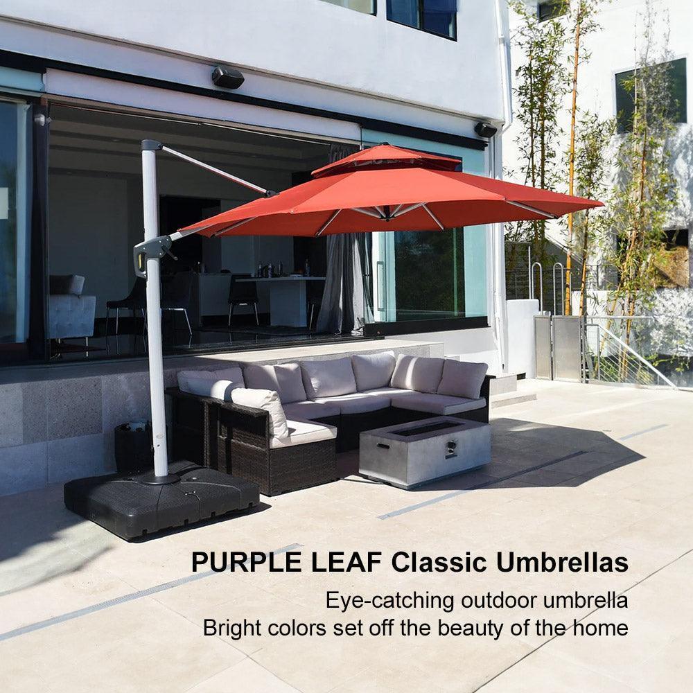 PURPLE LEAF Round Cantilever Patio Umbrella Heavy Duty Umbrella for Porch Garden Pool