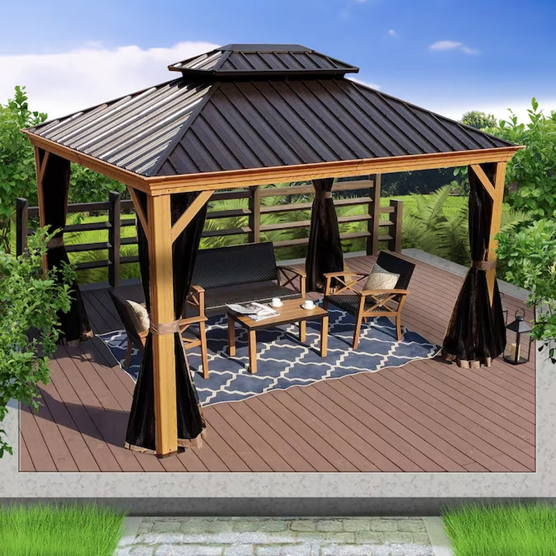 12-Ft X 12-Ft Apollo Powder Coated Gazebo with Hardtop Roof (Screen Included)