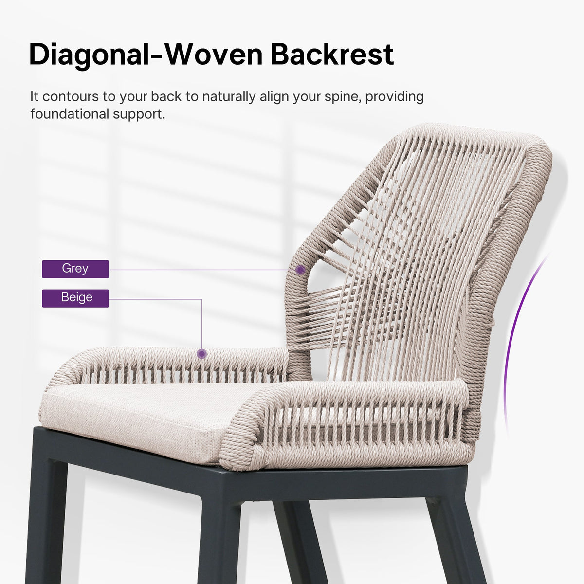 PURPLE LEAF Outdoor Bar Stool Set of 6, Wicker Chairs Bar Chairs with Cushion, All-Weather Patio Furniture kitchen stools