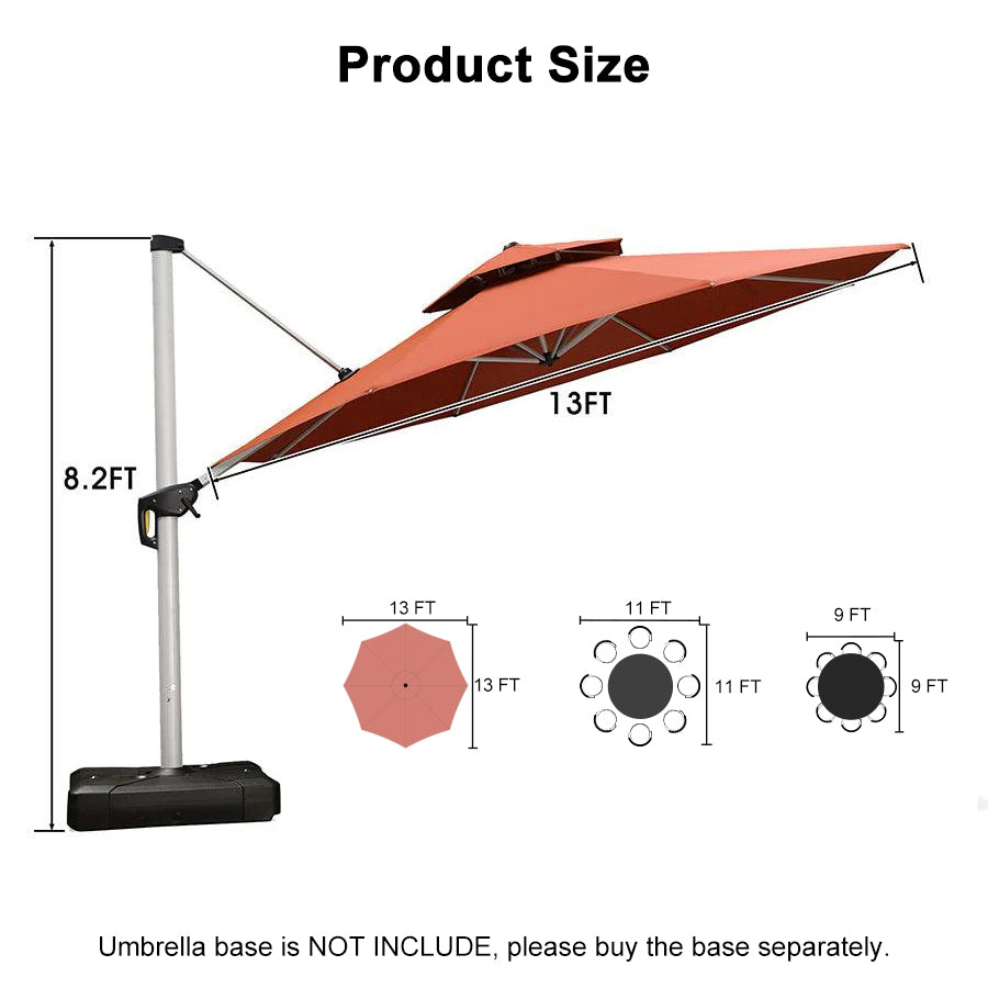 PURPLE LEAF Round Cantilever Patio Umbrella Heavy Duty Umbrella for Porch Garden Pool
