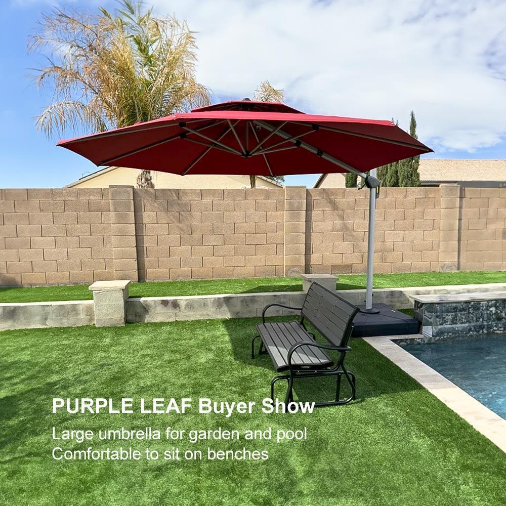 PURPLE LEAF Round Cantilever Patio Umbrella Heavy Duty Umbrella for Porch Garden Pool