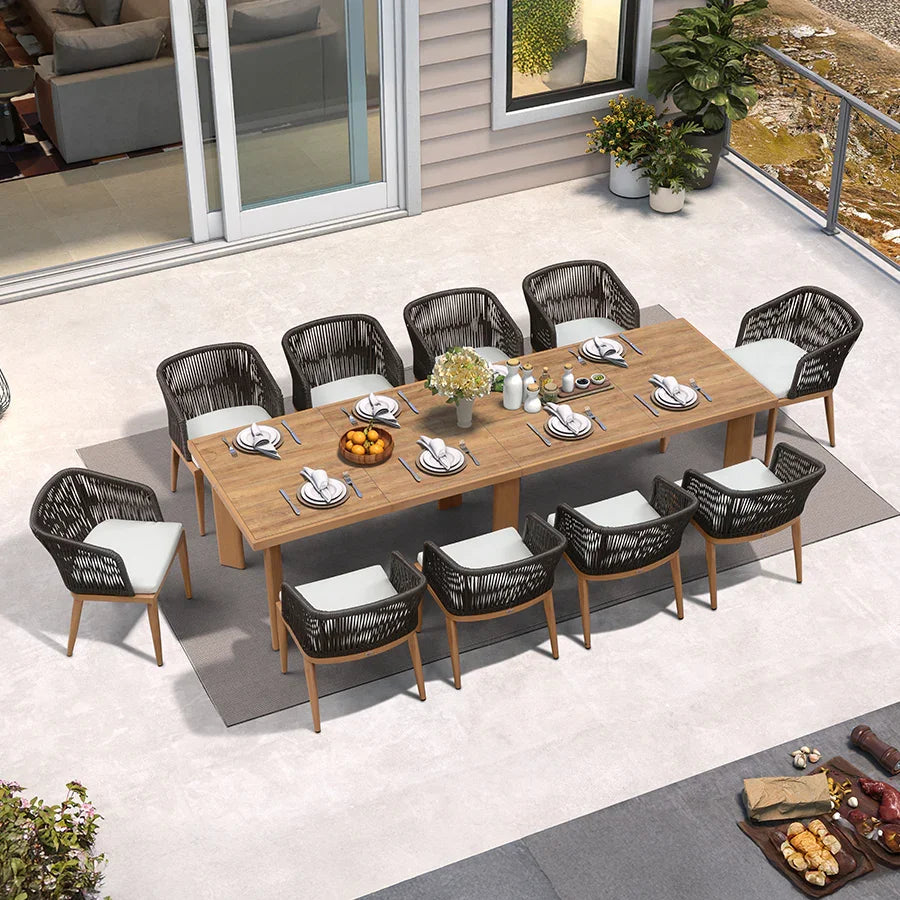 PURPLE LEAF Patio Dining Set with Sunbrella Fabric Cushions and Aluminum Table All-Weather Wicker Patio Table Set for Deck