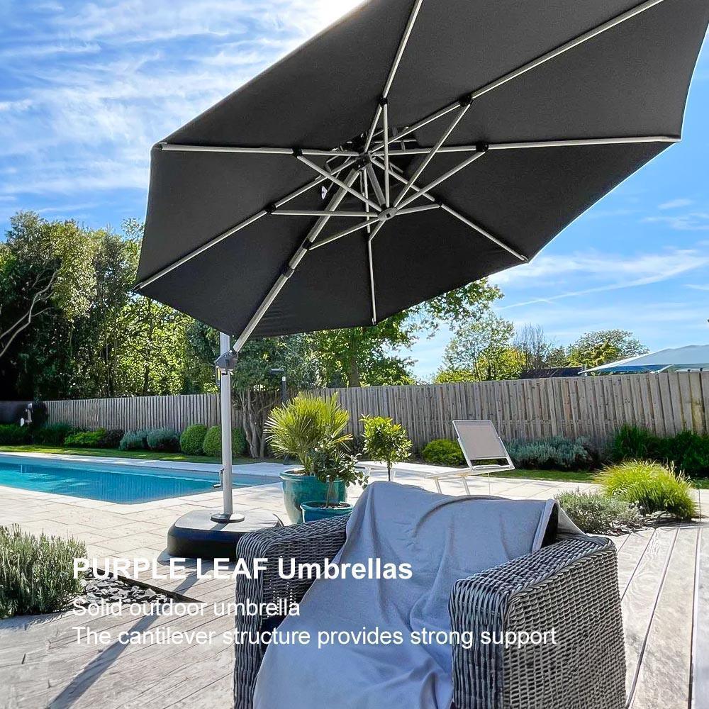 PURPLE LEAF Round Cantilever Patio Umbrella Heavy Duty Umbrella for Porch Garden Pool