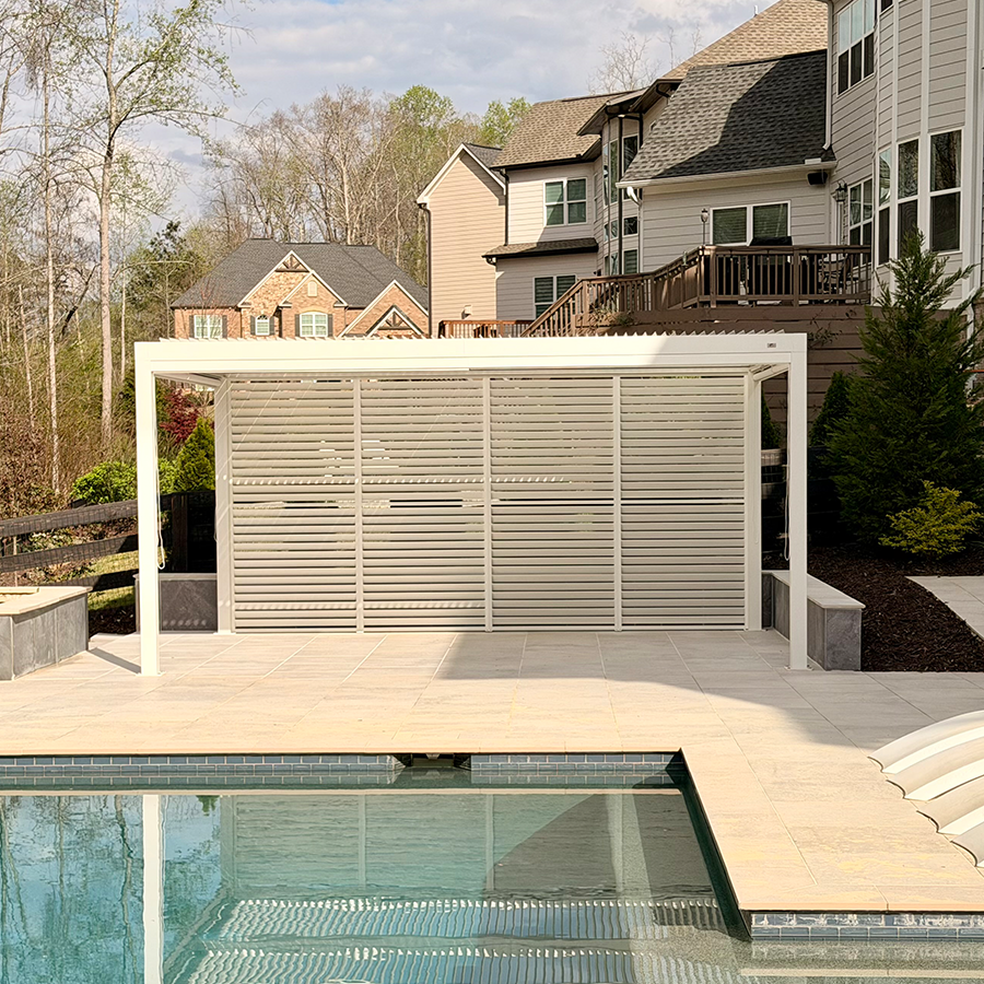 PURPLE LEAF Athena Louvered Pergola white Outdoor Aluminum Pergola with Shutter Wall Adjustable Gazebo Rainproof for Patio Deck Garden