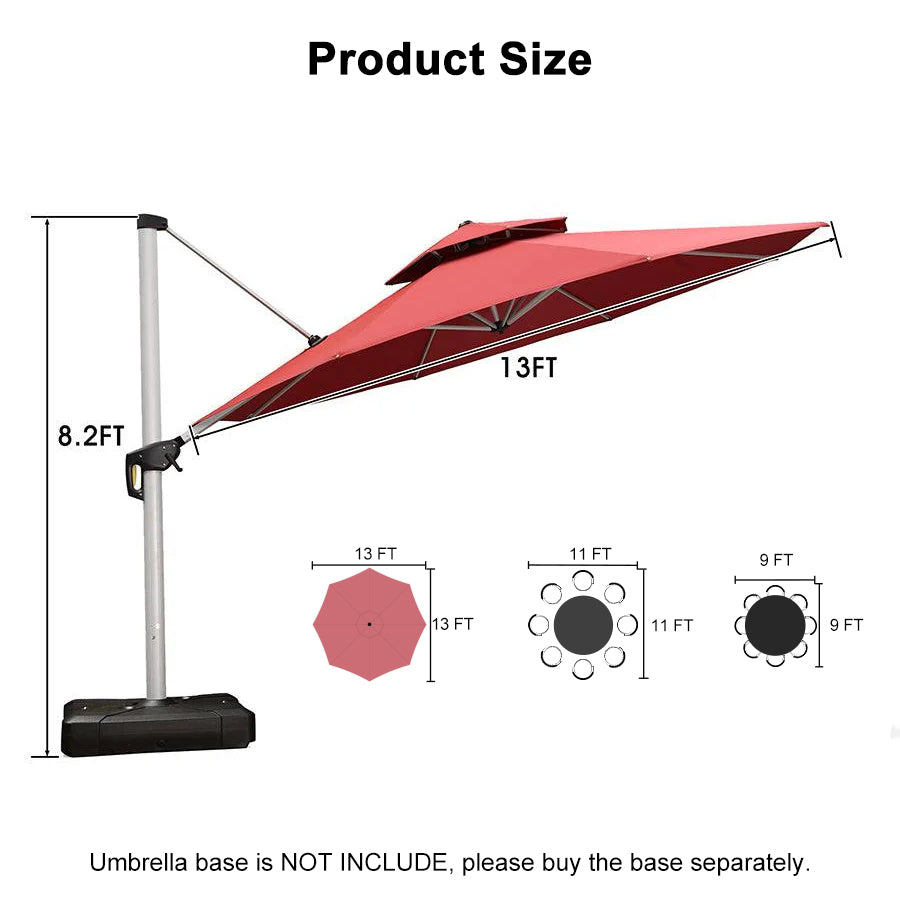 PURPLE LEAF Round Cantilever Patio Umbrella Heavy Duty Umbrella for Porch Garden Pool