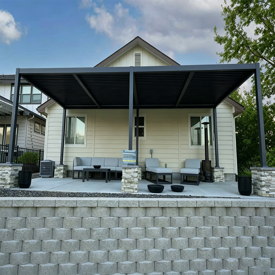 PURPLE LEAF Caesar Outdoor Louvered Pergola Patio Sun Shade Shelter with Adjustable Hardtop Patio Pergola Grey