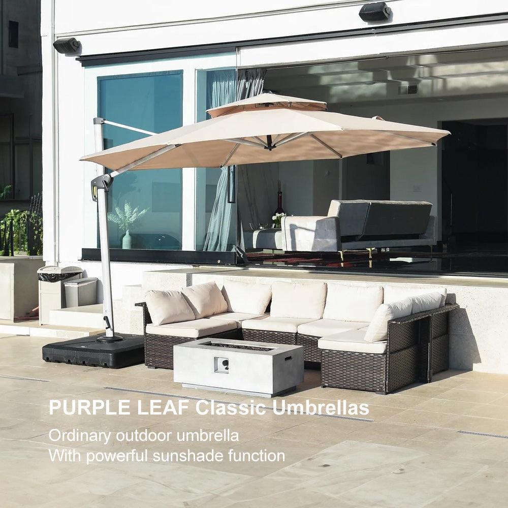 PURPLE LEAF Round Cantilever Patio Umbrella Heavy Duty Umbrella for Porch Garden Pool