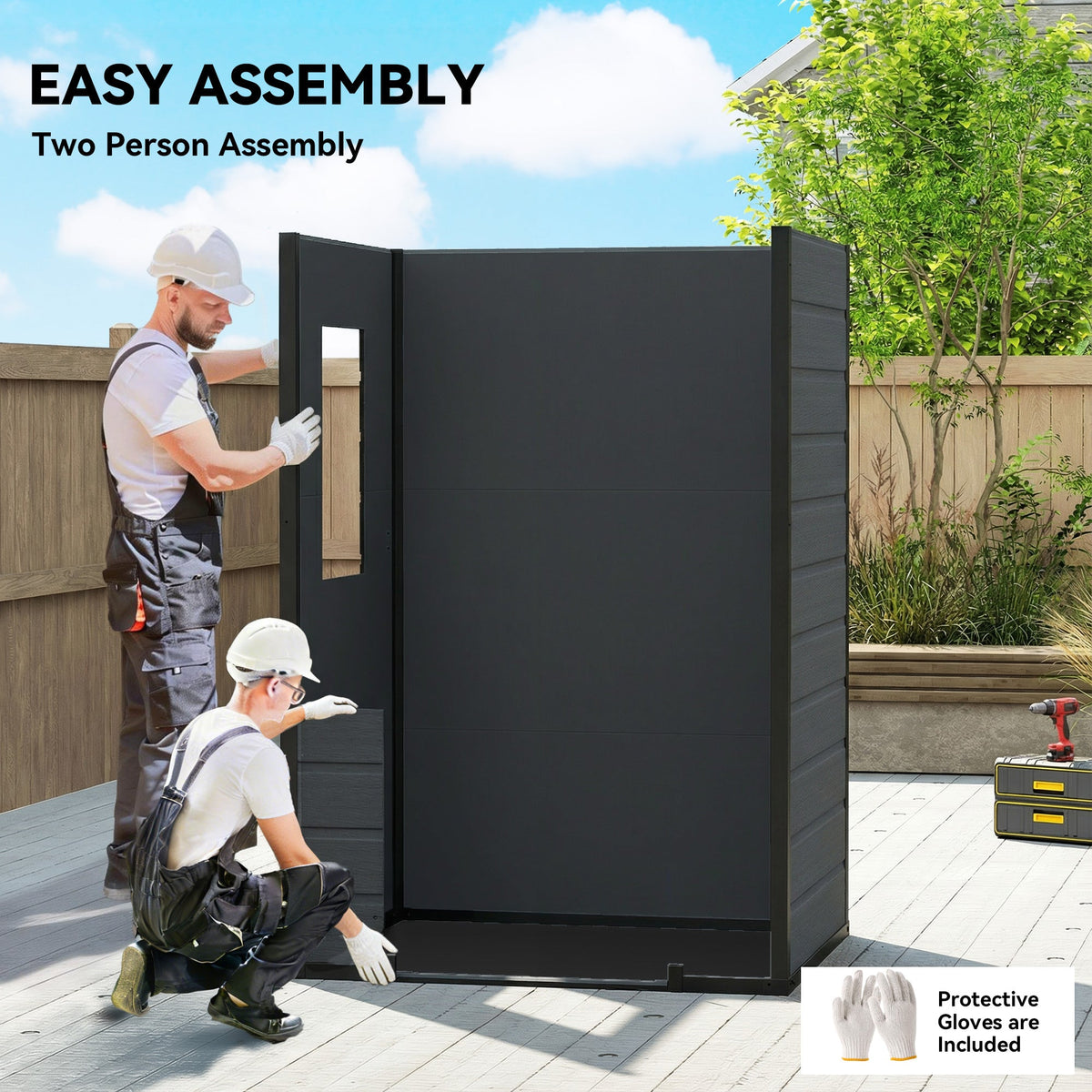 4' x 3' Plastic Garden Shed with Floor, Window and Vent, Dark Grey
