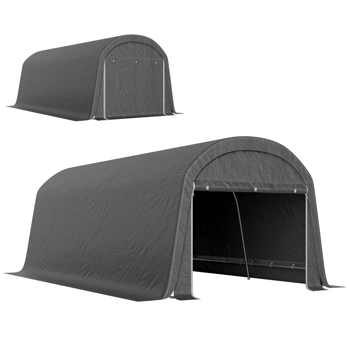 10' x 20' Portable Shed with Roll-up Zipper Door, Dark Grey