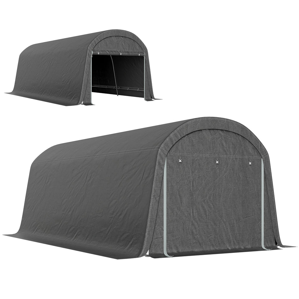 10' x 20' Portable Shed with Roll-up Zipper Door, Dark Grey