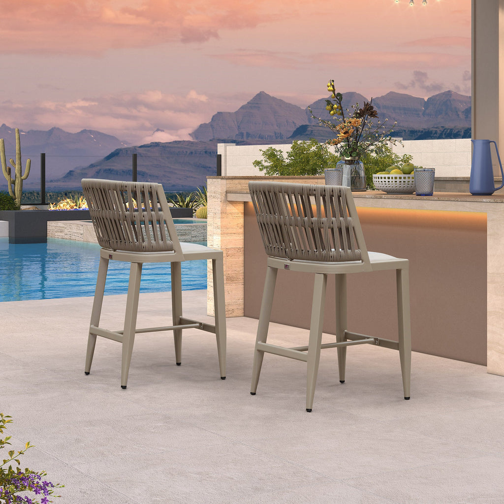 PURPLE LEAF Outdoor Bar Stools Set of 2 for Overweight Wicker Rattan Patio Barstools Woven Modern Bar Chairs with Backrest and Cushions for Garden Outside