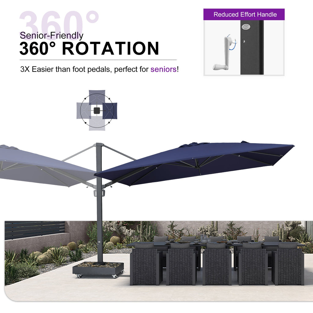 PURPLE LEAF Heavy Duty Cantilever Patio Umbrella Extra Large Outdoor Umbrella for Yard, Garden, Pool