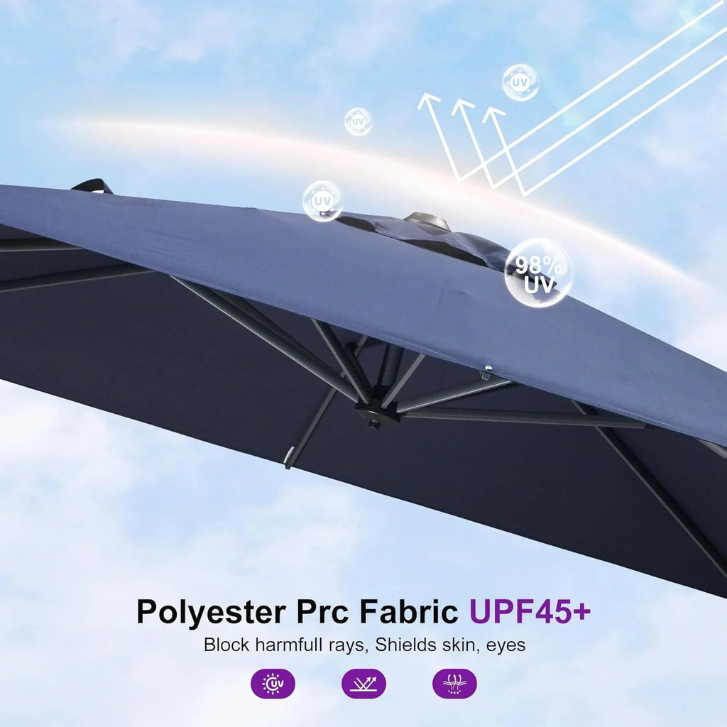 PURPLE LEAF Pool Umbrella Outdoor Cantilever Umbrella with In-ground Base