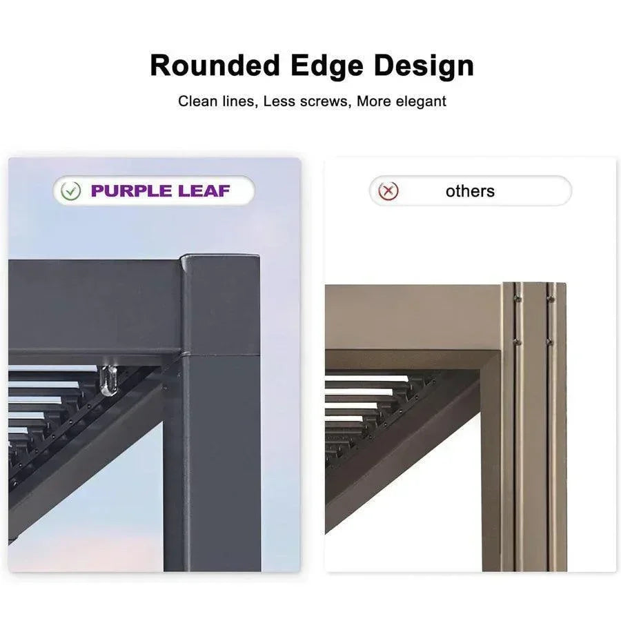 PURPLE LEAF Caesar Outdoor Louvered Pergola Patio Sun Shade Shelter with Adjustable Hardtop Patio Pergola Grey