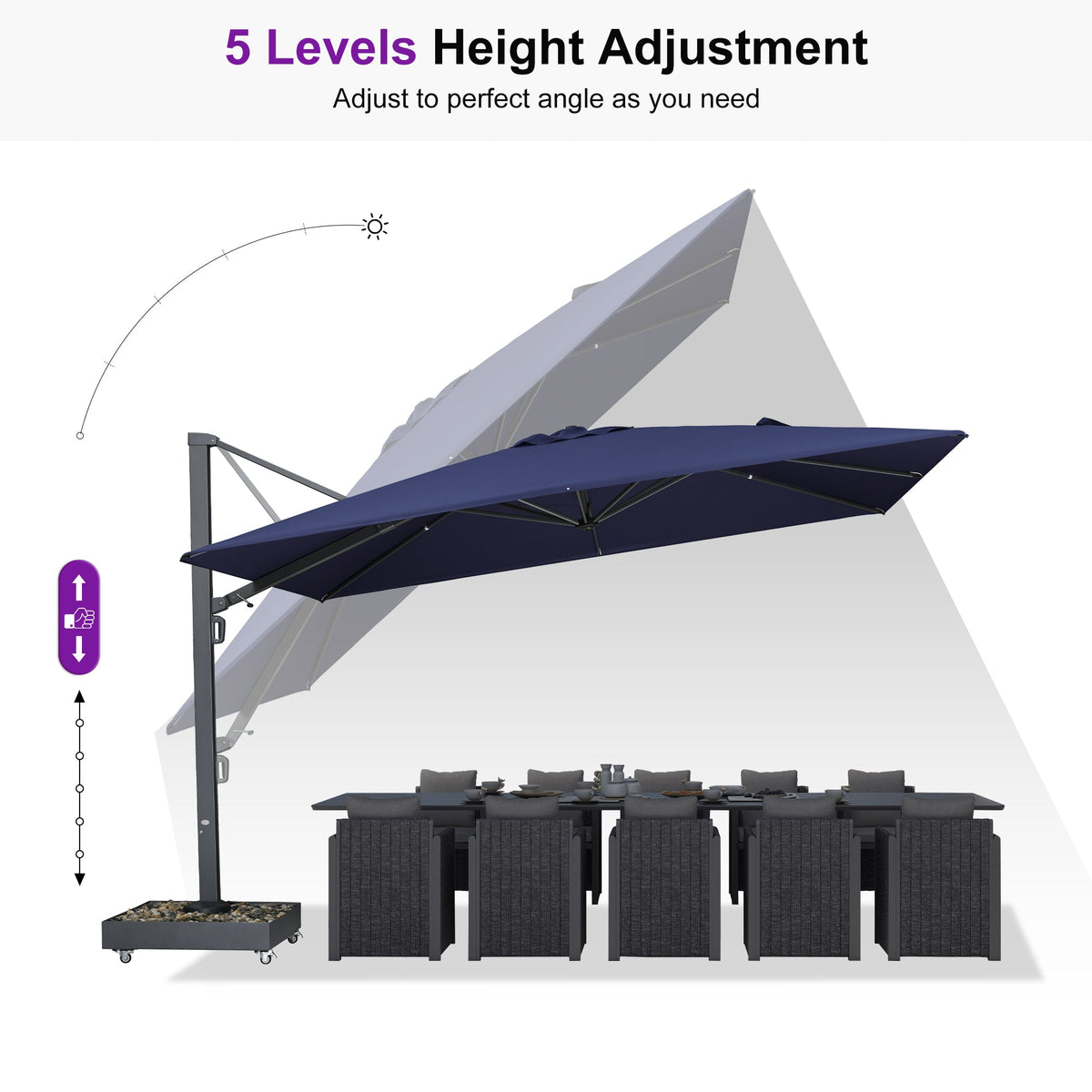 PURPLE LEAF Heavy Duty Cantilever Patio Umbrella Extra Large Outdoor Umbrella for Yard, Garden, Pool