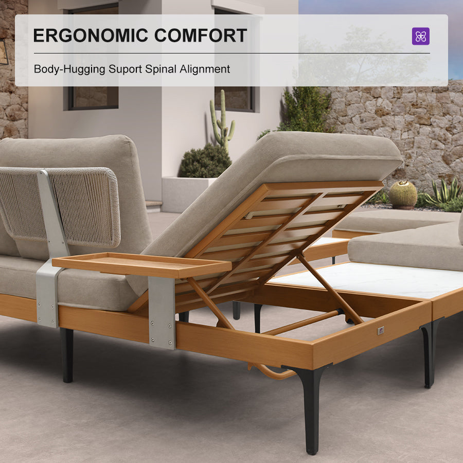 PURPLE LEAF Sicilia L-Shaped Modular Outdoor Sectional with Sunbrella Taupe Cushions Flexible Layout for Modern Patio Corner Lounge