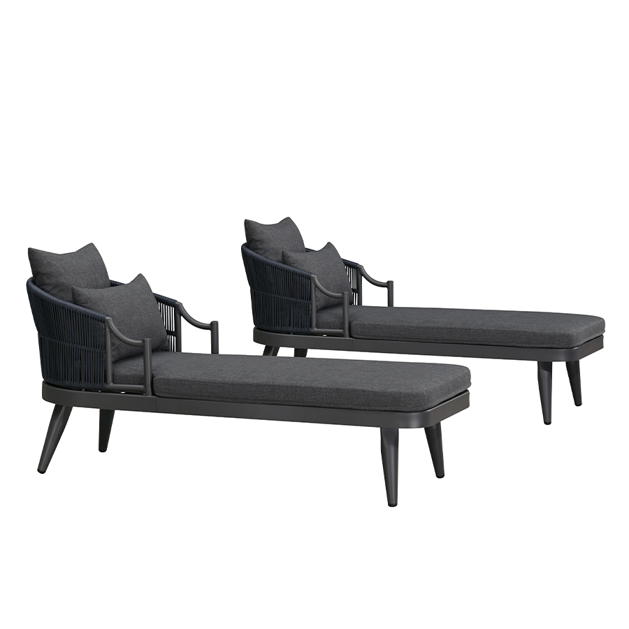 PURPLE LEAF Outdoor Lounge Chair, Patio Chaise Lounge with Cushioned Seat & Supportive Armrests, Ergonomic Aluminum Pool Lounge Chairs for Backyard Deck Poolside