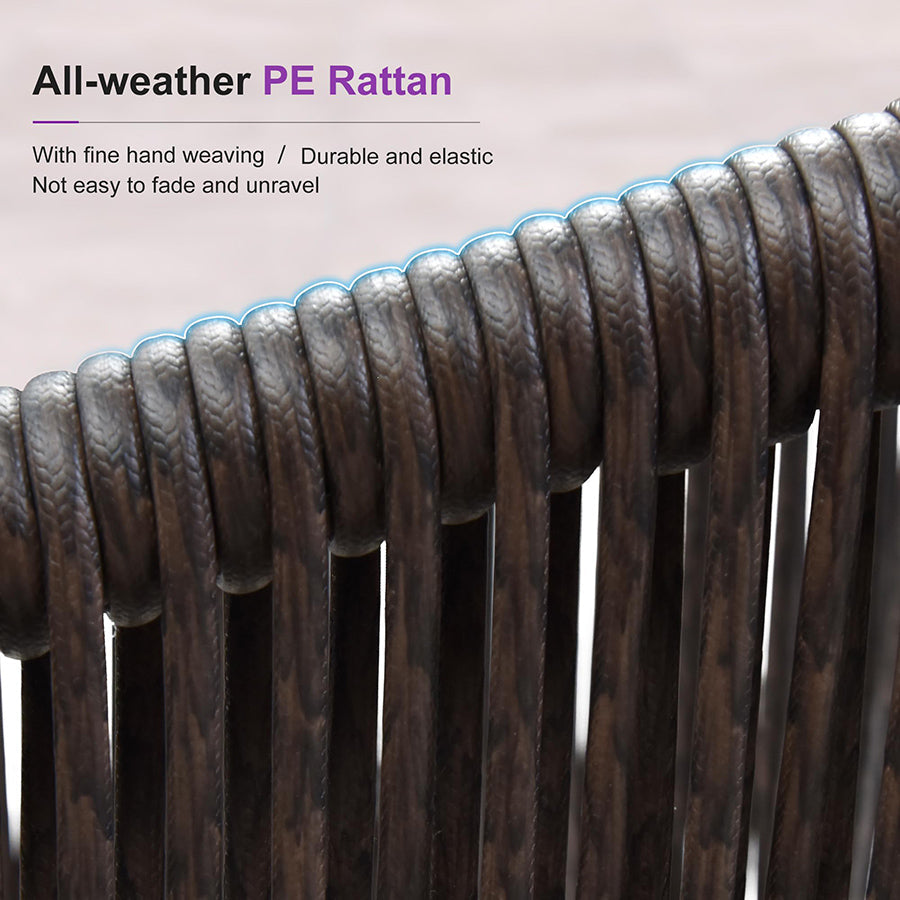 PURPLE LEAF Round Patio Dining Set with Aluminum Frame and Wicker Rattan Dining Chair with Comfortable Cushions for Deck Porch Kitchen Outdoor
