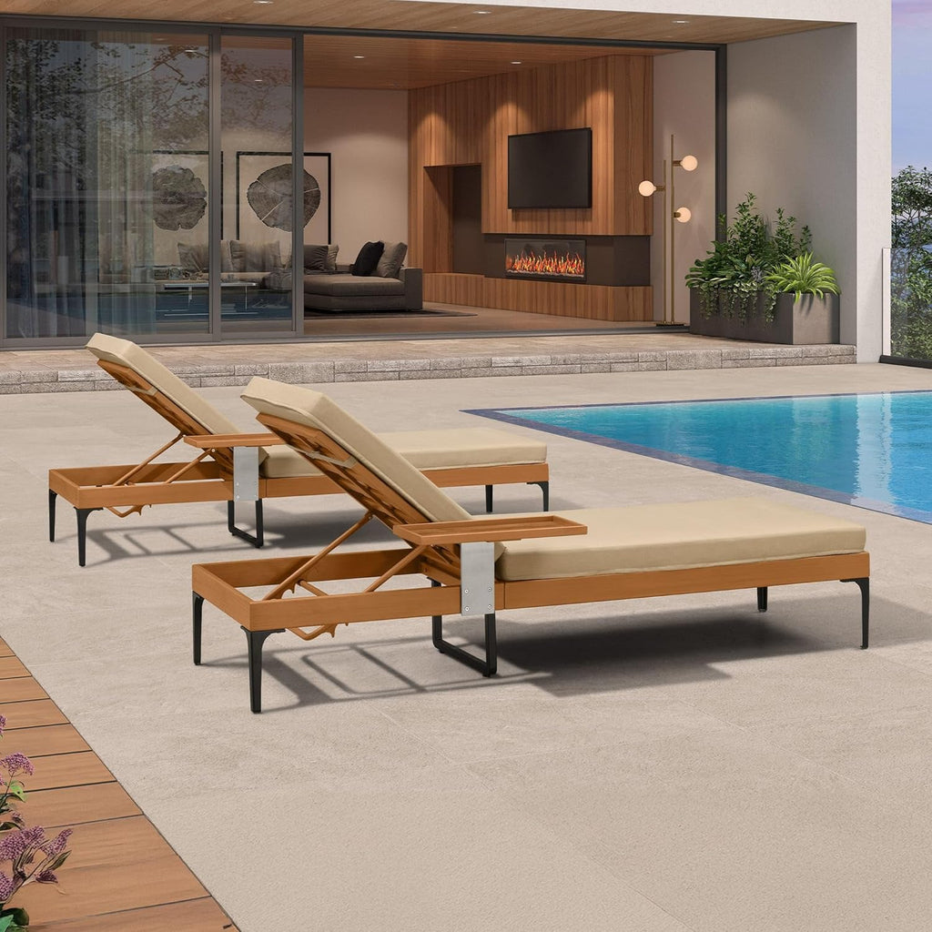 PURPLE LEAF Outdoor Chaise Lounge Sunbrella Patio Lounge Chair Recliner and Cushion for Poolside Balcony Backyard