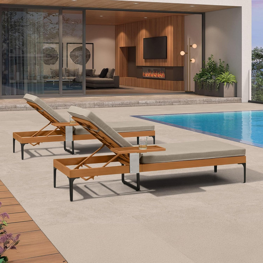 PURPLE LEAF Outdoor Chaise Lounge Sunbrella Patio Lounge Chair Recliner and Cushion for Poolside Balcony Backyard